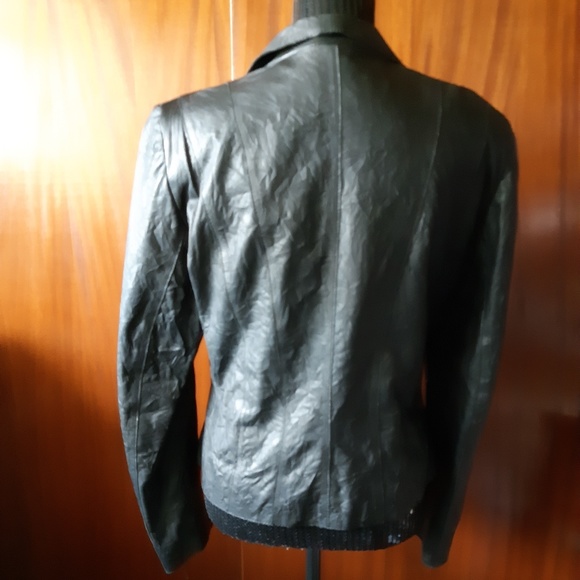 Mexx Black Leather Jacket Size 12 - Picture 3 of 7